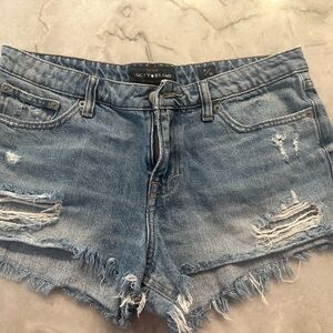 Lucky Brand Frayed Distressed Denim Shorts - Blue